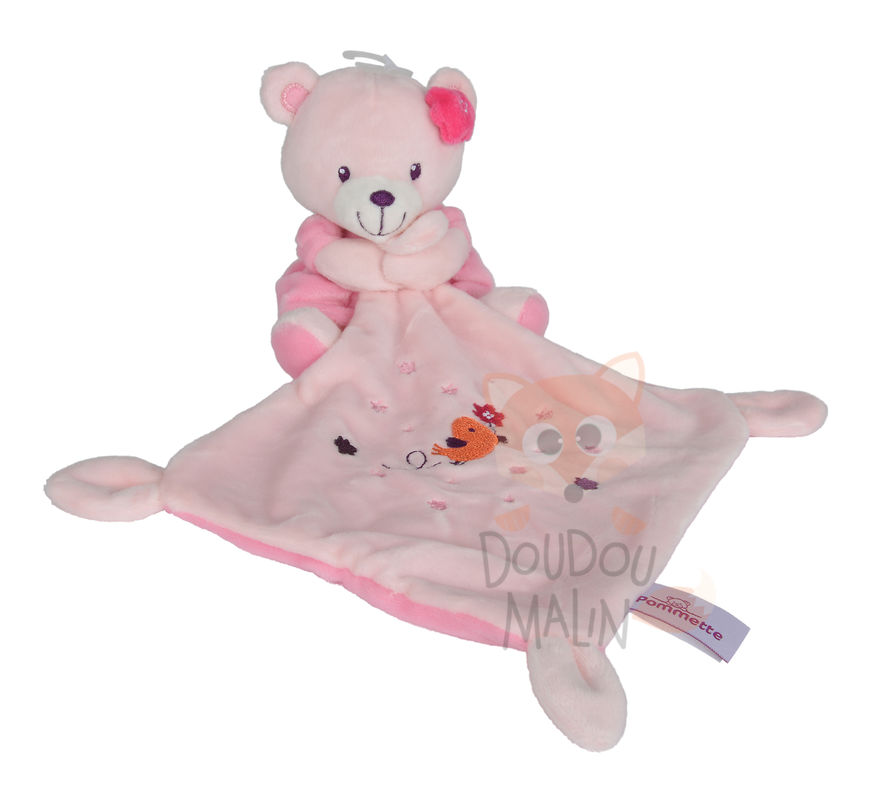  baby comforter bear pink purple flower bird 